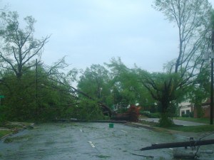 New Bern Avenue in Downtown Raleigh after the tornado.